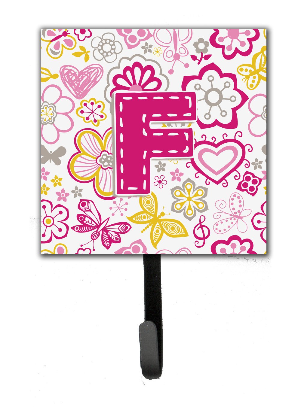 Letter F Flowers and Butterflies Pink Leash or Key Holder CJ2005-FSH4 by Caroline&#39;s Treasures