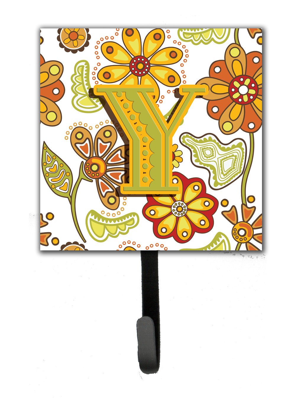 Letter Y Floral Mustard and Green Leash or Key Holder CJ2003-YSH4 by Caroline&#39;s Treasures