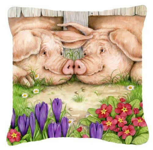 Pigs Nose To Nose by Debbie Cook Canvas Decorative Pillow CDCO0350PW1414 - the-store.com