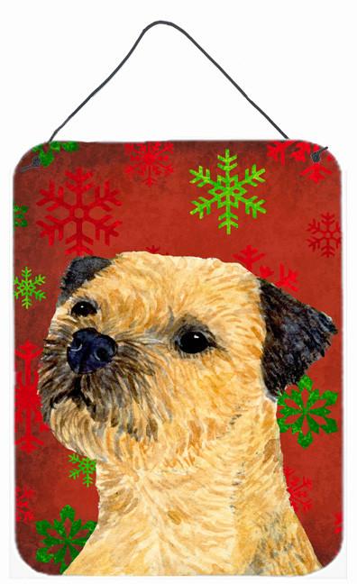 Border Terrier Red Snowflakes Holiday Christmas Wall or Door Hanging Prints by Caroline&#39;s Treasures
