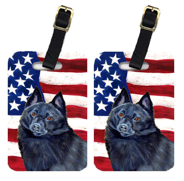 Pair of USA American Flag with Schipperke Luggage Tags LH9009BT by Caroline&#39;s Treasures