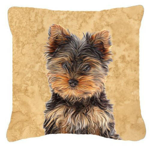 Yorkie Puppy / Yorkshire Terrier   Canvas Fabric Decorative Pillow KJ1230PW1414 by Caroline's Treasures