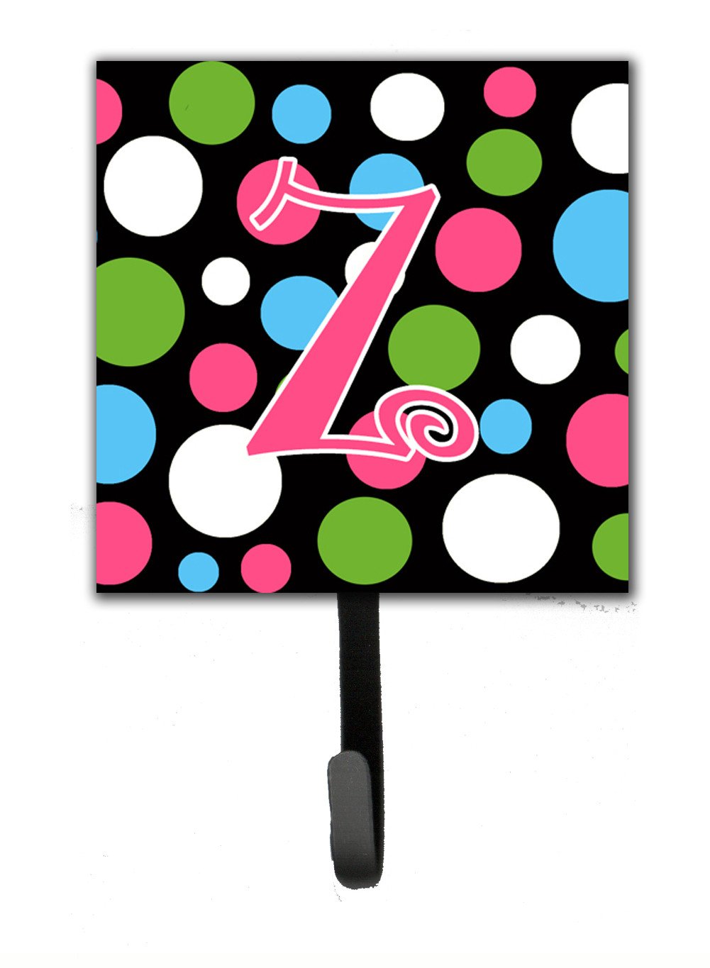 Letter Z Initial Monogram - Polkadots and Pink Leash Holder or Key Hook by Caroline&#39;s Treasures