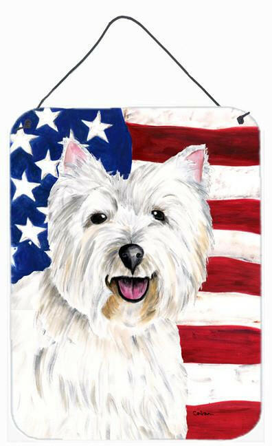 Caroline's Treasures USA American Flag with Westie Aluminium Metal Wall or Door Hanging Prints