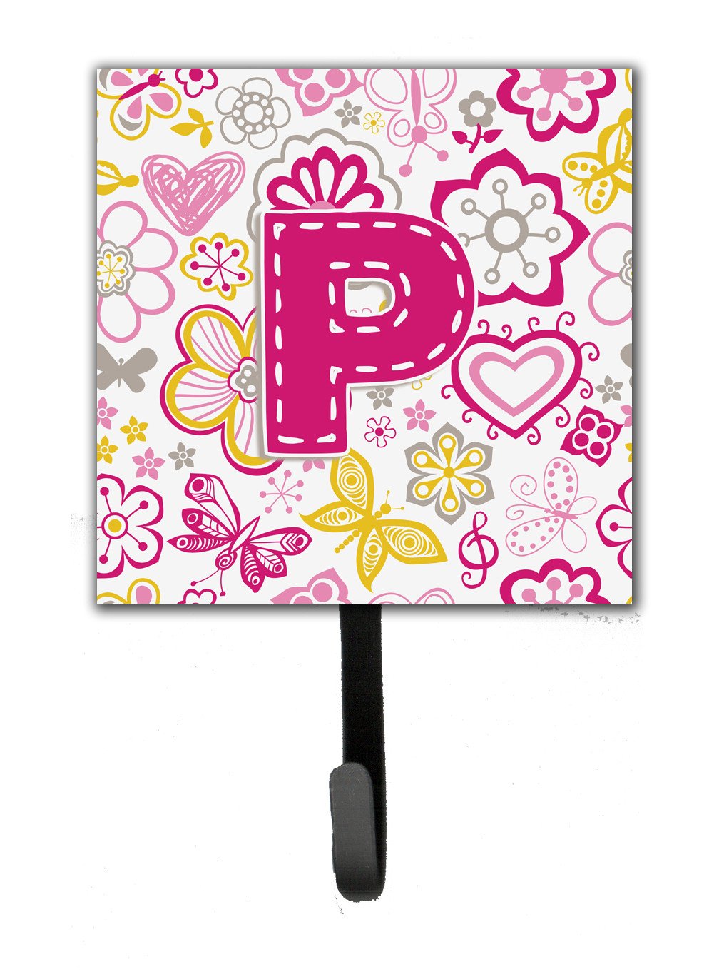 Letter P Flowers and Butterflies Pink Leash or Key Holder CJ2005-PSH4 by Caroline&#39;s Treasures
