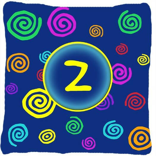 Letter Z Initial Monogram - Blue Swirls Decorative   Canvas Fabric Pillow - the-store.com