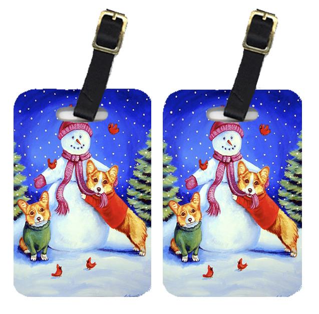 Snowman with Corgi Luggage Tags Pair of 2 by Caroline&#39;s Treasures