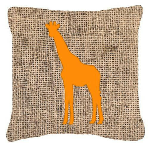 Giraffe Burlap and Orange   Canvas Fabric Decorative Pillow BB1001 - the-store.com