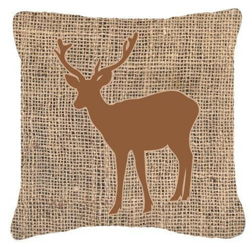 Deer Burlap and Brown   Canvas Fabric Decorative Pillow BB1012 - the-store.com