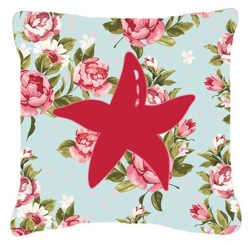 Starfish Shabby Chic Blue Roses   Canvas Fabric Decorative Pillow BB1100 - the-store.com