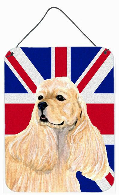 Cocker Spaniel Buff with English Union Jack British Flag Wall or Door Hanging Prints SS4964DS1216 by Caroline&#39;s Treasures