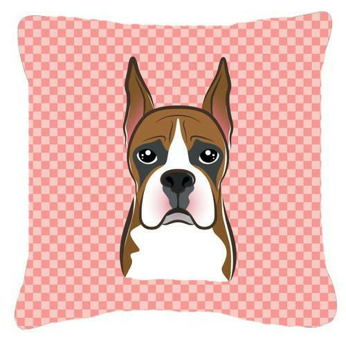 Checkerboard Pink Boxer Canvas Fabric Decorative Pillow BB1223PW1414 - the-store.com