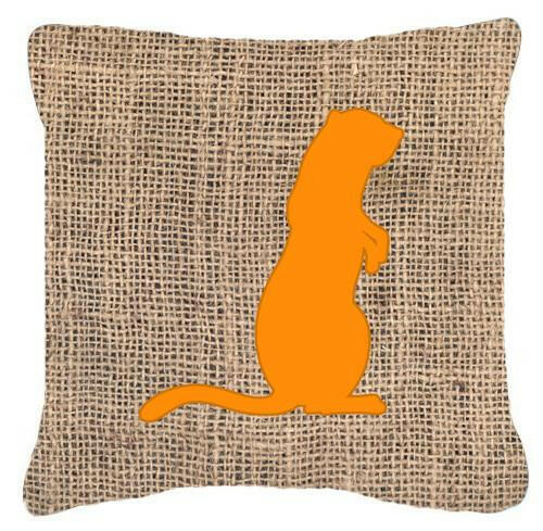 Meerkat Burlap and Orange   Canvas Fabric Decorative Pillow BB1118 - the-store.com