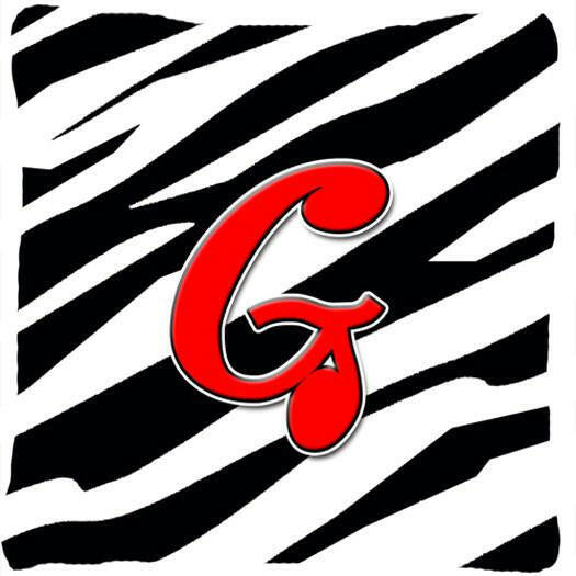 Monogram Initial G Zebra Red Decorative   Canvas Fabric Pillow CJ1024 - the-store.com