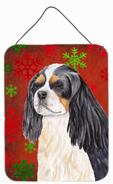 Cavalier Spaniel Red Snowflakes Holiday Christmas Wall or Door Hanging Prints by Caroline's Treasures