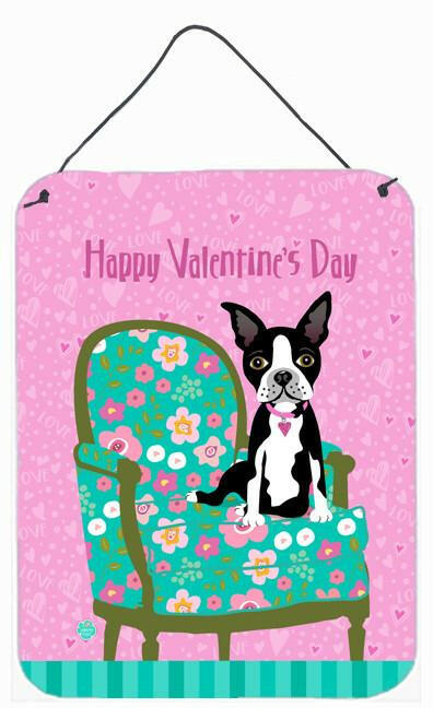 Happy Valentine&#39;s Day Boston Terrier Wall or Door Hanging Prints VHA3001DS1216 by Caroline&#39;s Treasures