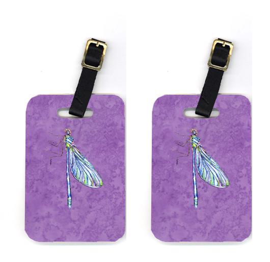 Pair of Dragonfly on Purple Luggage Tags by Caroline's Treasures