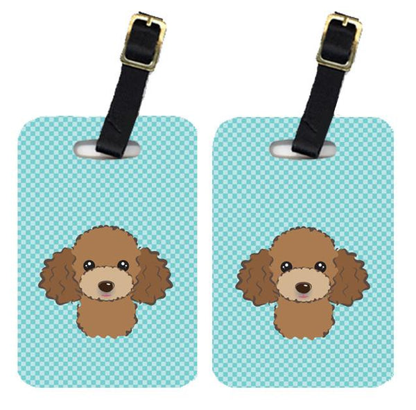 Pair of Checkerboard Blue Chocolate Brown Poodle Luggage Tags BB1194BT by Caroline's Treasures