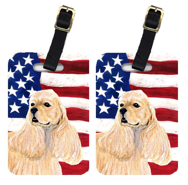 Pair of USA American Flag with Cocker Spaniel Luggage Tags SS4006BT by Caroline&#39;s Treasures