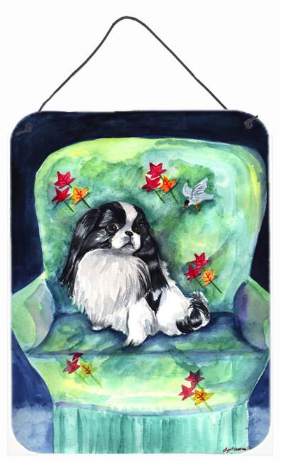 Japanese Chin in Momma&#39;s Chair Aluminium Metal Wall or Door Hanging Prints by Caroline&#39;s Treasures