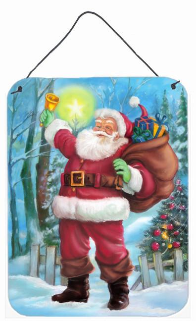 Christmas Santa Rining the Bell Wall or Door Hanging Prints APH5001DS1216 by Caroline's Treasures