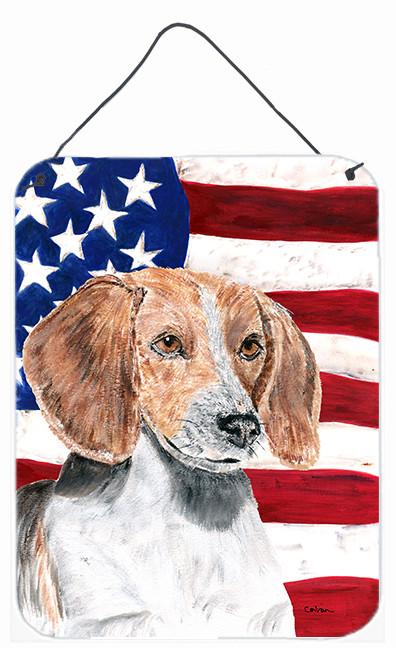 English Foxhound USA American Flag Aluminium Metal Wall or Door Hanging Prints by Caroline's Treasures