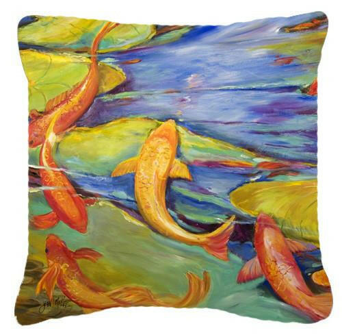 Koi Canvas Fabric Decorative Pillow JMK1263PW1414 by Caroline&#39;s Treasures