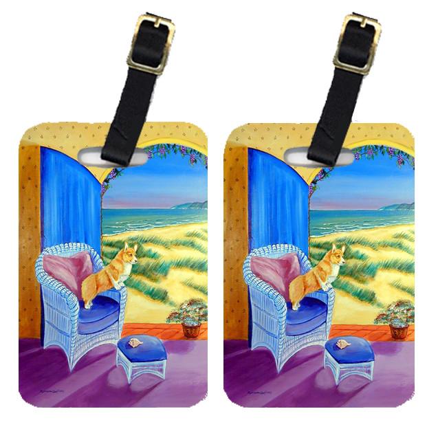 Pair of 2 Pembroke Corgi room with a view Luggage Tags by Caroline&#39;s Treasures