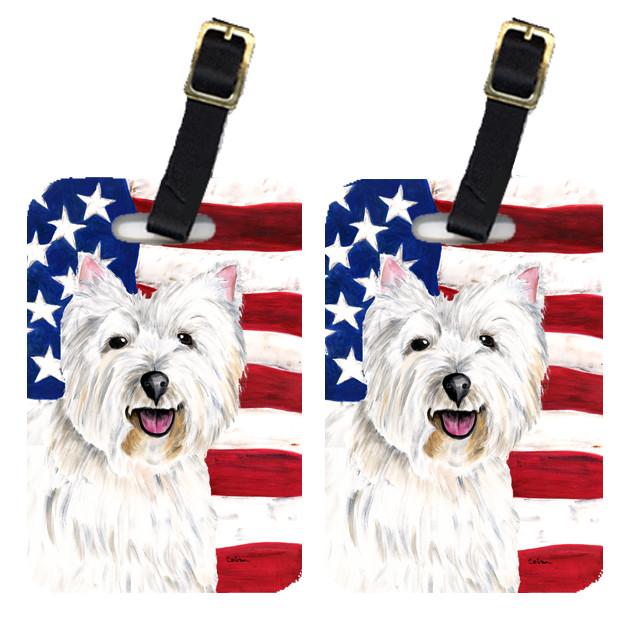 Pair of USA American Flag with Westie Luggage Tags SC9008BT by Caroline&#39;s Treasures