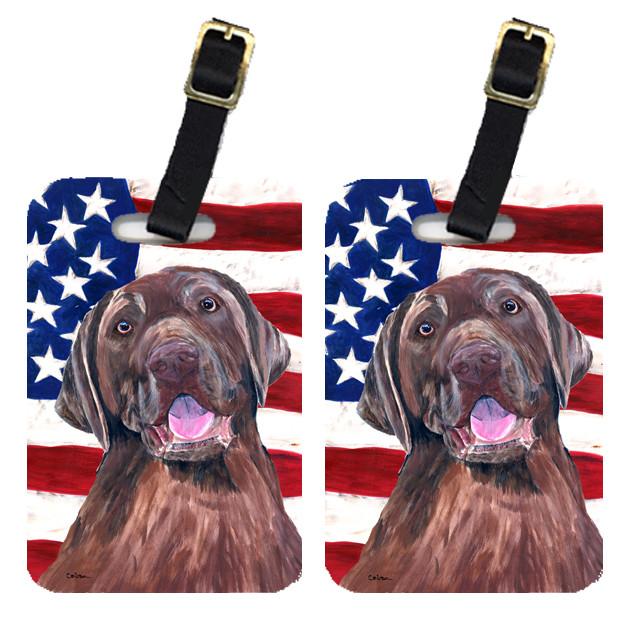 Pair of USA American Flag with Labrador Luggage Tags SC9029BT by Caroline&#39;s Treasures