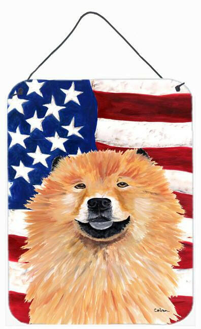 USA American Flag with Chow Chow Aluminium Metal Wall or Door Hanging Prints by Caroline&#39;s Treasures