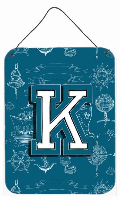 Letter K Sea Doodles Initial Alphabet Wall or Door Hanging Prints CJ2014-KDS1216 by Caroline&#39;s Treasures