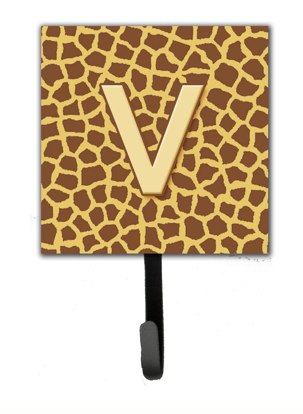 Letter V Initial Monogram - Giraffe Leash Holder or Key Hook by Caroline's Treasures