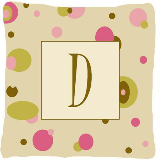 Letter D Initial Monogram - Tan Dots Decorative   Canvas Fabric Pillow - the-store.com