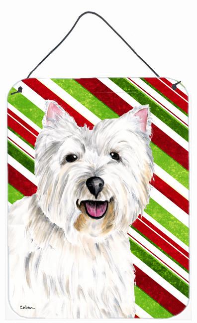 Westie Candy Cane Holiday Christmas Aluminium Metal Wall or Door Hanging Prints by Caroline&#39;s Treasures