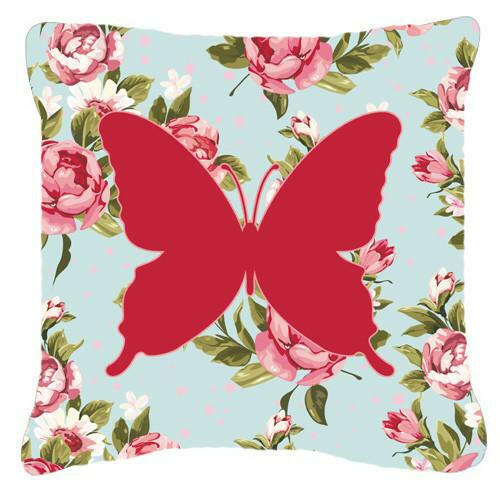 Butterfly Shabby Chic Blue Roses   Canvas Fabric Decorative Pillow BB1046 - the-store.com