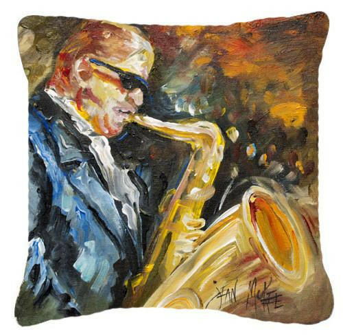 Jazz Sazophone Canvas Fabric Decorative Pillow JMK1277PW1414 by Caroline's Treasures