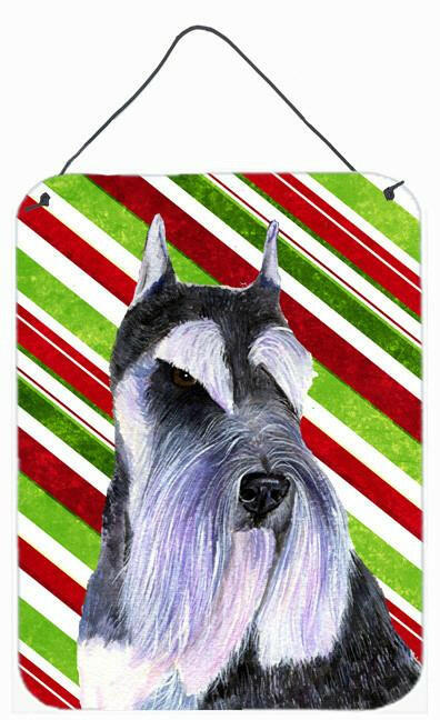 Schnauzer Candy Cane Holiday Christmas Metal Wall or Door Hanging Prints by Caroline&#39;s Treasures