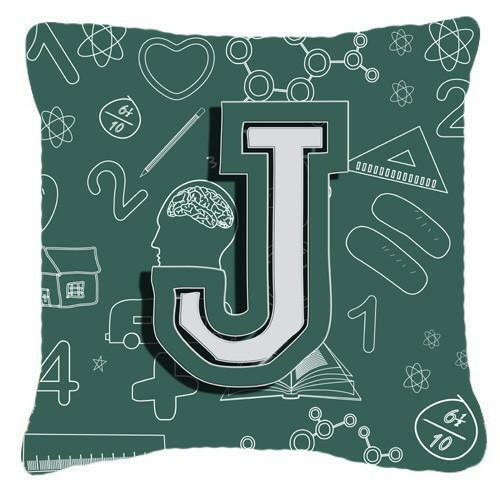 Letter J Back to School Initial Canvas Fabric Decorative Pillow CJ2010-JPW1414 by Caroline&#39;s Treasures