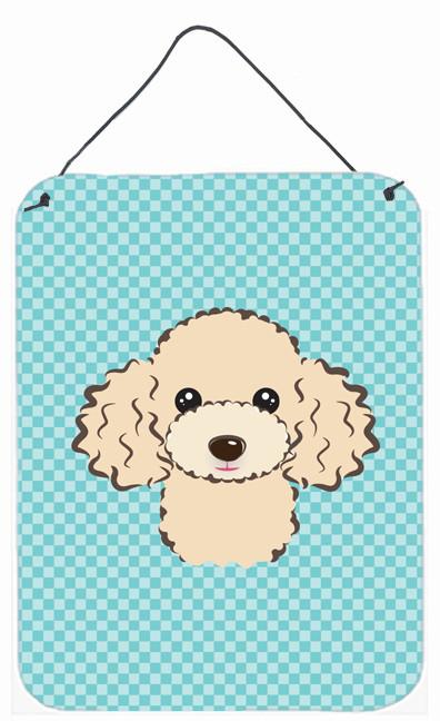 Checkerboard Blue Buff Poodle Wall or Door Hanging Prints BB1196DS1216 by Caroline&#39;s Treasures