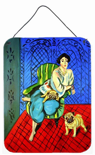 Lady with her  Pug Aluminium Metal Wall or Door Hanging Prints by Caroline&#39;s Treasures