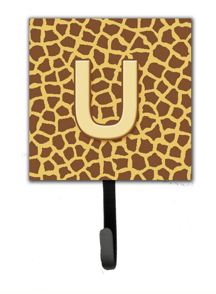 Letter U Initial Monogram - Giraffe Leash Holder or Key Hook by Caroline's Treasures