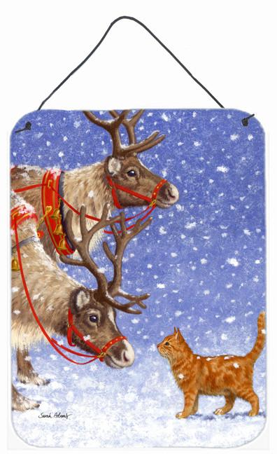 Reindeers &amp; Cat Wall or Door Hanging Prints ASA2015DS1216 by Caroline&#39;s Treasures