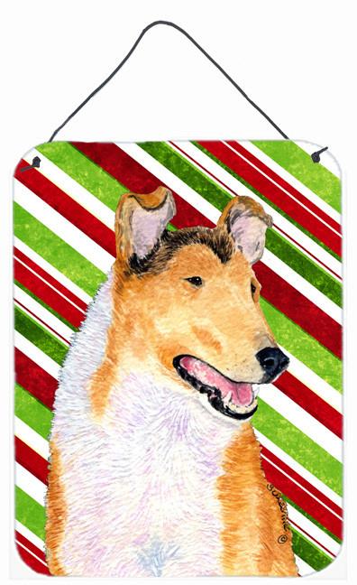 Collie Smooth Candy Cane Holiday Christmas  Metal Wall or Door Hanging Prints by Caroline&#39;s Treasures