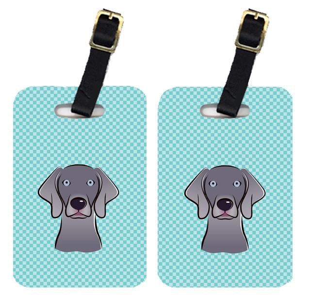 Pair of Checkerboard Blue Weimaraner Luggage Tags BB1169BT by Caroline&#39;s Treasures