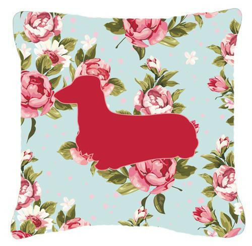Dachshund Shabby Chic Blue Roses   Canvas Fabric Decorative Pillow BB1078 - the-store.com