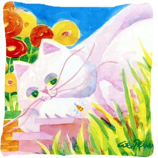 White Cat Decorative   Canvas Fabric Pillow - the-store.com