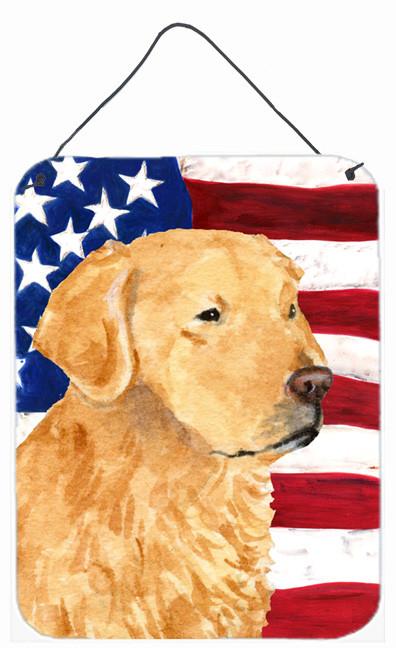 USA American Flag with Golden Retriever Wall or Door Hanging Prints by Caroline's Treasures