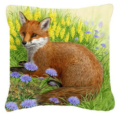 Fox in Flowers by Sarah Adams Canvas Decorative Pillow ASAD0788PW1414 - the-store.com