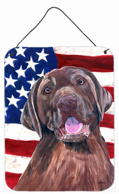 USA American Flag with Labrador Aluminium Metal Wall or Door Hanging Prints by Caroline&#39;s Treasures